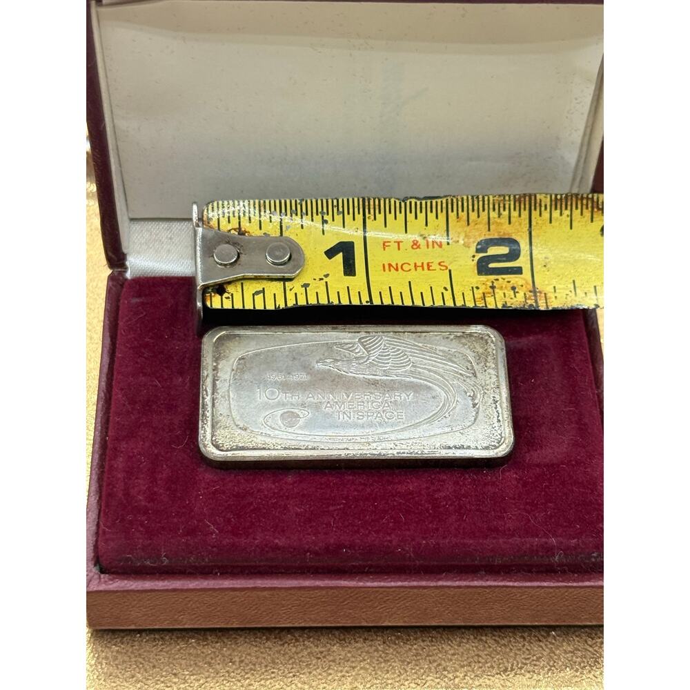 Vintage 1971 America in Space 10th Anniversary 1oz .999 Fine Silver Bar - In Box - Picture 4 of 8